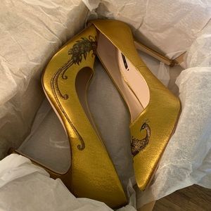 Rare Gold Zara Peacock Heels
